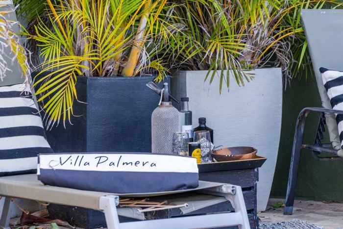 Villa Palmera cushion on a garden lounger